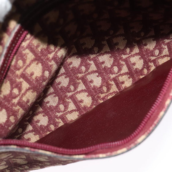 Christian Dior Trotter Canvas Shoulder Bag Red Gold Auth 135614