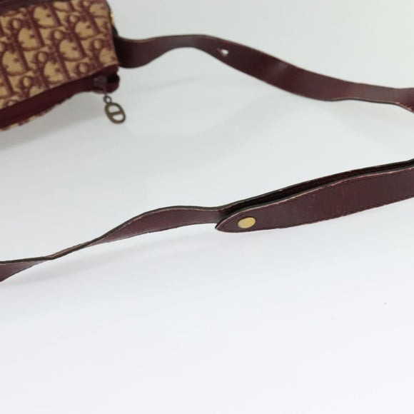 Christian Dior Trotter Canvas Shoulder Bag Red Gold Auth 135614