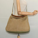 GUCCI Bamboo 2Way Shoulder Bag Suede Beige Gold 001 58 1577 Auth 135624-22