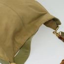 GUCCI Bamboo 2Way Shoulder Bag Suede Beige Gold 001 58 1577 Auth 135624-6