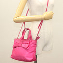 PRADA Hand Bag Nylon 2way Pink Gold Auth 135626-24