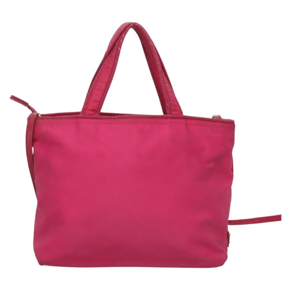 PRADA Hand Bag Nylon 2way Pink Gold Auth 135626