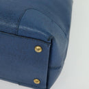 FENDI Tote Bag Leather Blue Gold Auth 135627-14