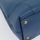 FENDI Tote Bag Leather Blue Gold Auth 135627-15