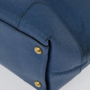 FENDI Tote Bag Leather Blue Gold Auth 135627-16