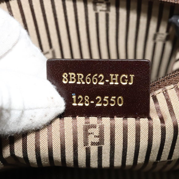 FENDI Tote Bag Leather Blue Gold Auth 135627