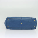 FENDI Tote Bag Leather Blue Gold Auth 135627-5