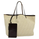 FENDI Zucca Canvas Tote Bag Beige Auth 135628-1