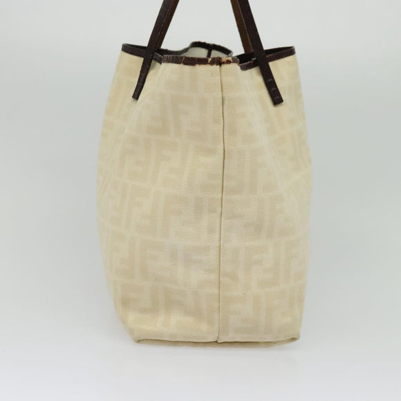 FENDI Zucca Canvas Tote Bag Beige Auth 135628