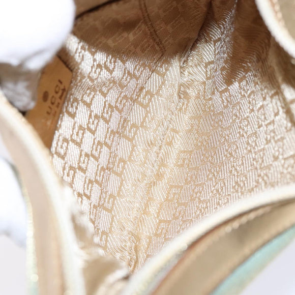 GUCCI Sherry Line Shoulder Bag Canvas Light Blue Gold 005 0814 Auth 135629