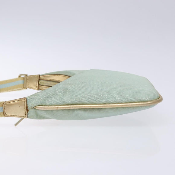 GUCCI Sherry Line Shoulder Bag Canvas Light Blue Gold 005 0814 Auth 135629