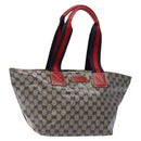 GUCCI GG Crystal Sherry Line Tote Bag Coated Canvas Red Navy 131230 Auth 135630-1