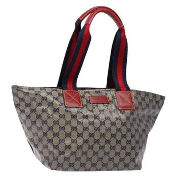 GUCCI GG Crystal Sherry Line Tote Bag Coated Canvas Red Navy 131230 Auth 135630
