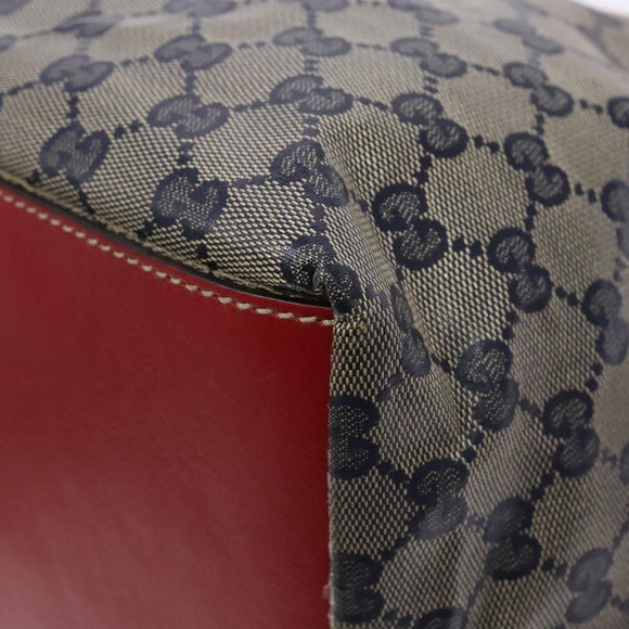 GUCCI GG Crystal Sherry Line Tote Bag Coated Canvas Red Navy 131230 Auth 135630