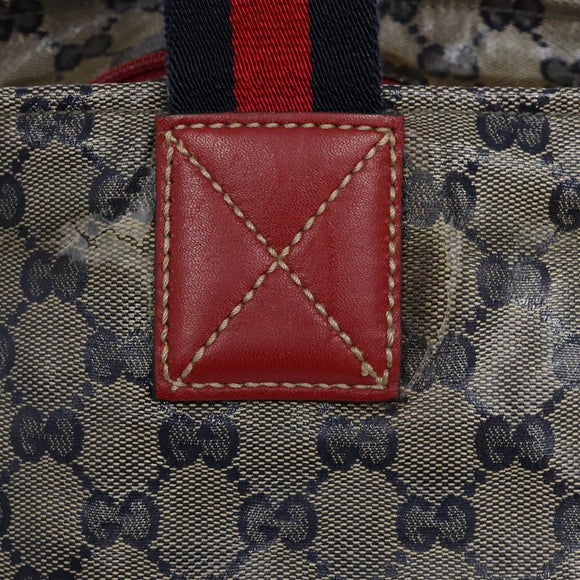 GUCCI GG Crystal Sherry Line Tote Bag Coated Canvas Red Navy 131230 Auth 135630