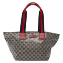 GUCCI GG Crystal Sherry Line Tote Bag Coated Canvas Red Navy 131230 Auth 135630-13