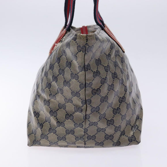 GUCCI GG Crystal Sherry Line Tote Bag Coated Canvas Red Navy 131230 Auth 135630