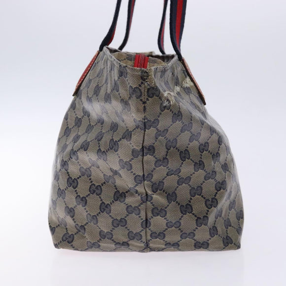 GUCCI GG Crystal Sherry Line Tote Bag Coated Canvas Red Navy 131230 Auth 135630
