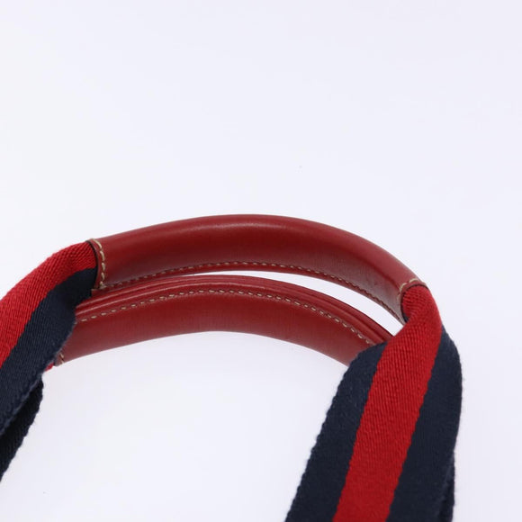 GUCCI GG Crystal Sherry Line Tote Bag Coated Canvas Red Navy 131230 Auth 135630