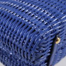 Salvatore Ferragamo Gancini Hand Bag Wicker 2way Blue Gold Auth 135631SAV-17