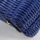 Salvatore Ferragamo Gancini Hand Bag Wicker 2way Blue Gold Auth 135631SAV-19