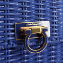 Salvatore Ferragamo Gancini Hand Bag Wicker 2way Blue Gold Auth 135631SAV-20