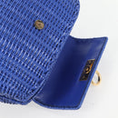 Salvatore Ferragamo Gancini Hand Bag Wicker 2way Blue Gold Auth 135631SAV-21