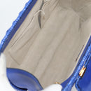 Salvatore Ferragamo Gancini Hand Bag Wicker 2way Blue Gold Auth 135631SAV-10