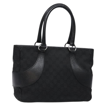 GUCCI GG Canvas Hand Bag Black Silver 113011 Auth 135642