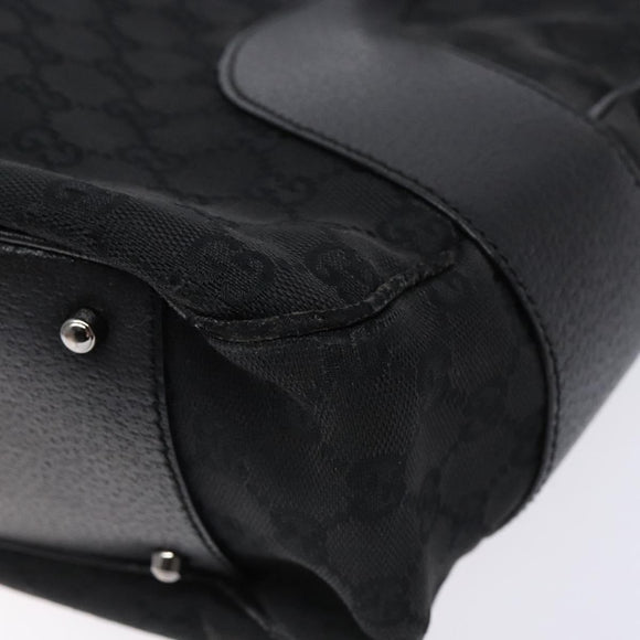 GUCCI GG Canvas Hand Bag Black Silver 113011 Auth 135642