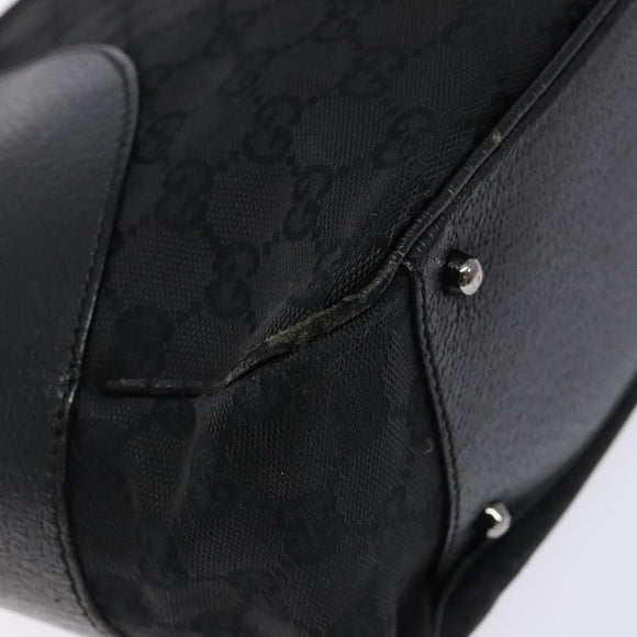 GUCCI GG Canvas Hand Bag Black Silver 113011 Auth 135642