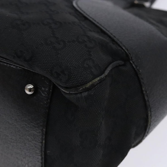 GUCCI GG Canvas Hand Bag Black Silver 113011 Auth 135642