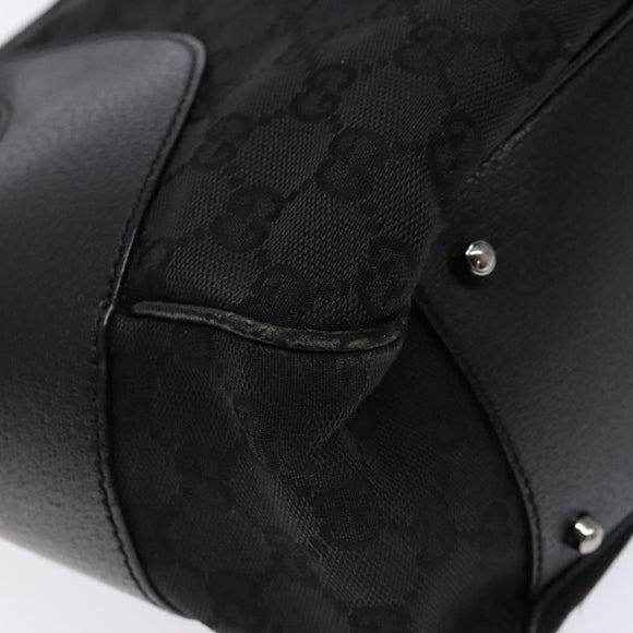 GUCCI GG Canvas Hand Bag Black Silver 113011 Auth 135642