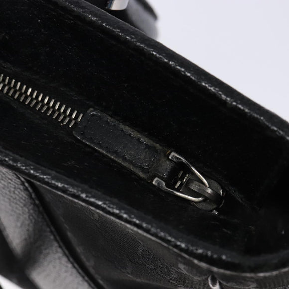 GUCCI GG Canvas Hand Bag Black Silver 113011 Auth 135642