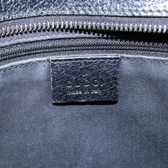 GUCCI GG Canvas Hand Bag Black Silver 113011 Auth 135642