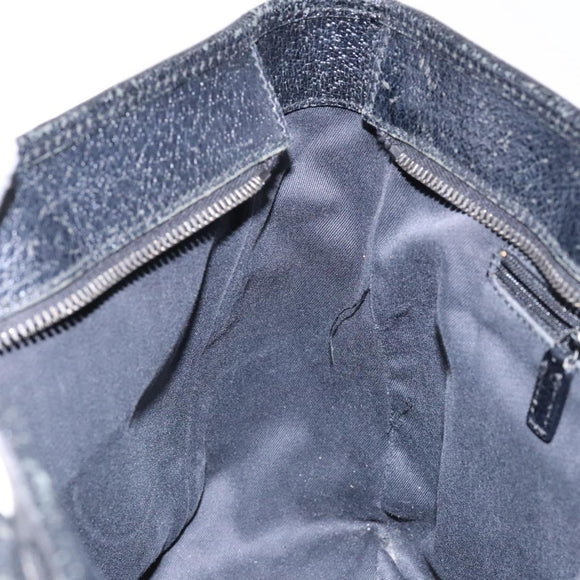 GUCCI GG Canvas Hand Bag Black Silver 113011 Auth 135642