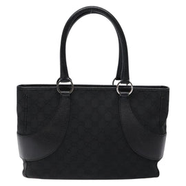 GUCCI GG Canvas Hand Bag Black Silver 113011 Auth 135642 - 0