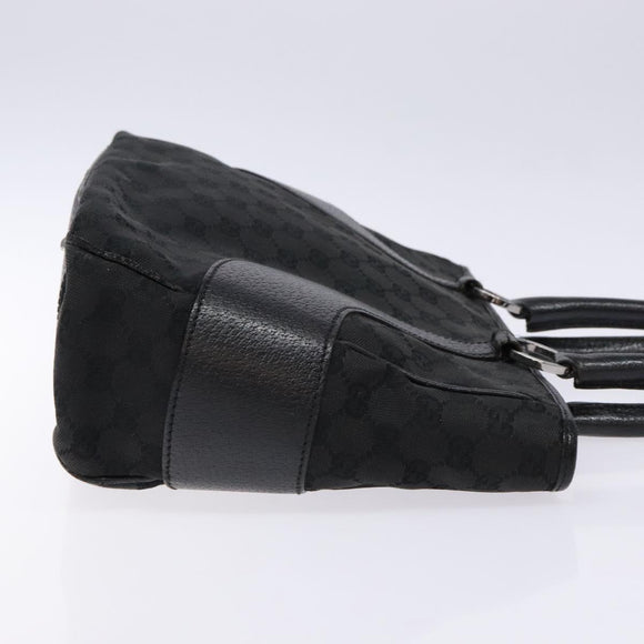 GUCCI GG Canvas Hand Bag Black Silver 113011 Auth 135642