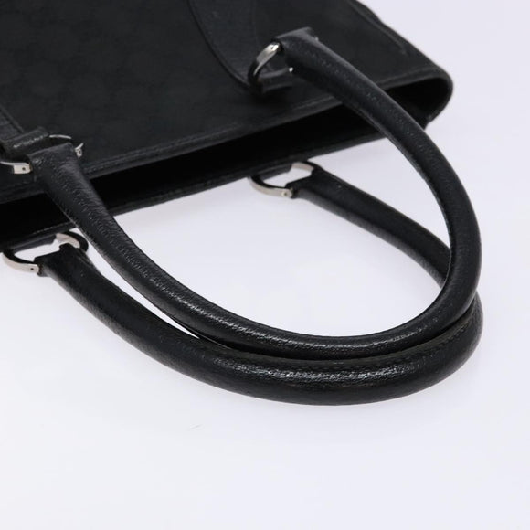 GUCCI GG Canvas Hand Bag Black Silver 113011 Auth 135642