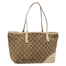 GUCCI GG Canvas Tote Bag Beige Gold 169946 Auth 135643
