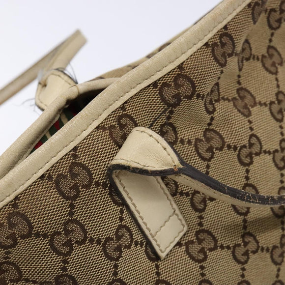 GUCCI GG Canvas Tote Bag Beige Gold 169946 Auth 135643