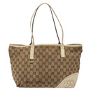 GUCCI GG Canvas Tote Bag Beige Gold 169946 Auth 135643-13