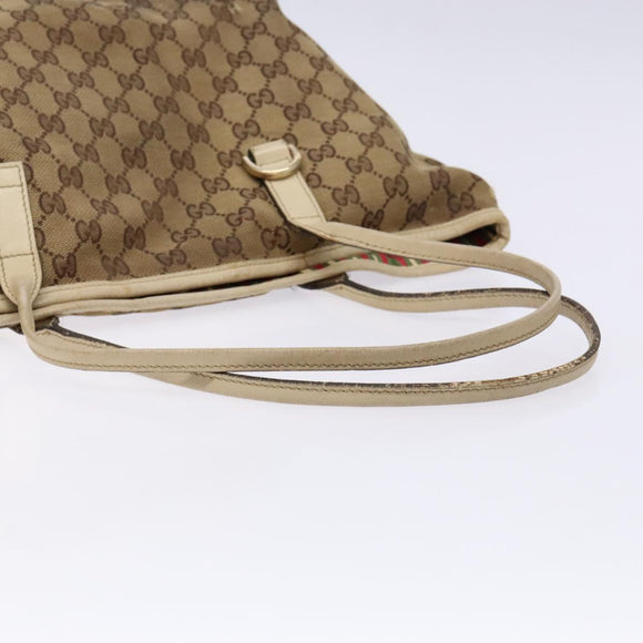 GUCCI GG Canvas Tote Bag Beige Gold 169946 Auth 135643