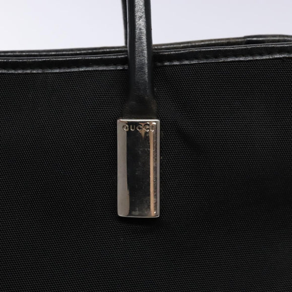 GUCCI Tote Bag Nylon Black Silver 002 2123 0457 Auth 135644