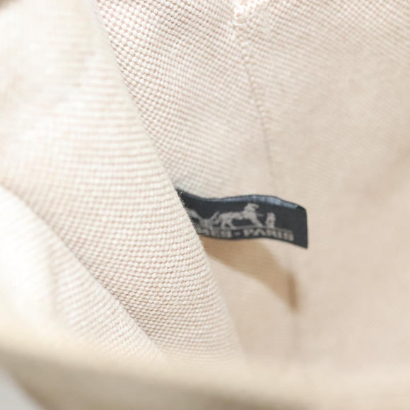 HERMES New Fourre ToutMM Hand Bag Canvas Beige Silver Auth 135646