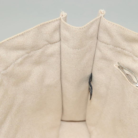 HERMES New Fourre ToutMM Hand Bag Canvas Beige Silver Auth 135646