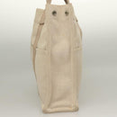 HERMES New Fourre ToutMM Hand Bag Canvas Beige Silver Auth 135646-4