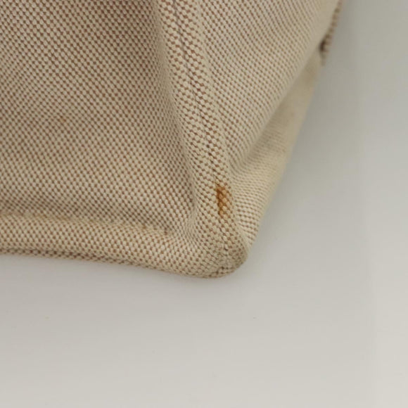 HERMES New Fourre ToutMM Hand Bag Canvas Beige Silver Auth 135646