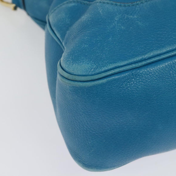 GUCCI Bamboo Hand Bag Leather 2way Blue Gold 282315 Auth 135658