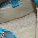 GUCCI Bamboo Hand Bag Leather 2way Blue Gold 282315 Auth 135658-11